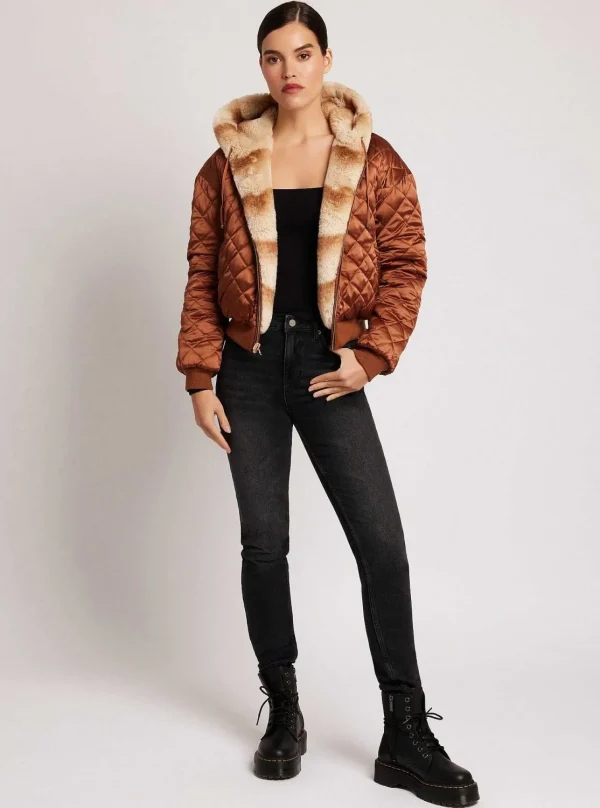 Women Blanc Noir Puffers & Coats*Amber Reversible Faux Fur Hoodie