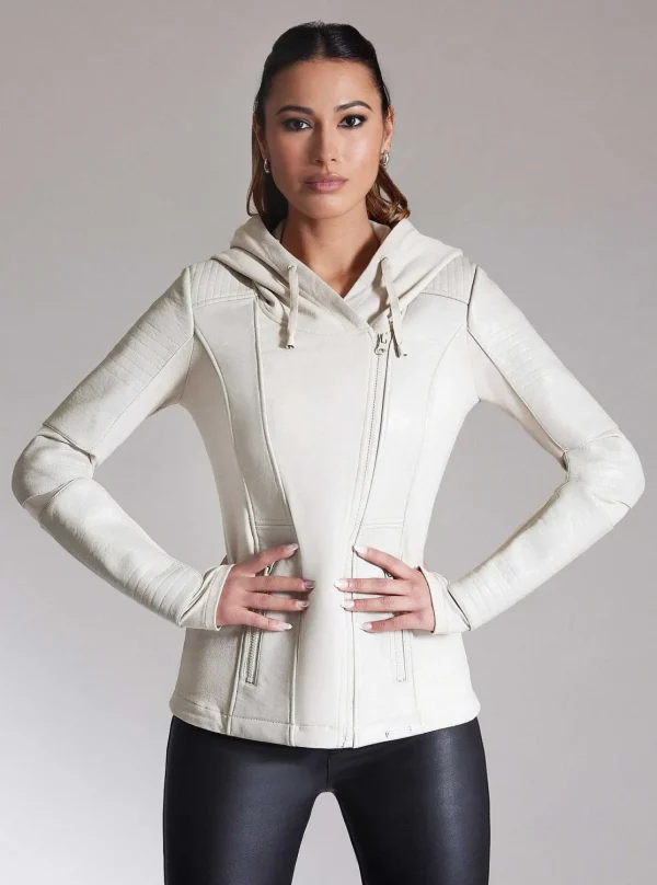 Women Blanc Noir Motos*Asym Hooded Moto