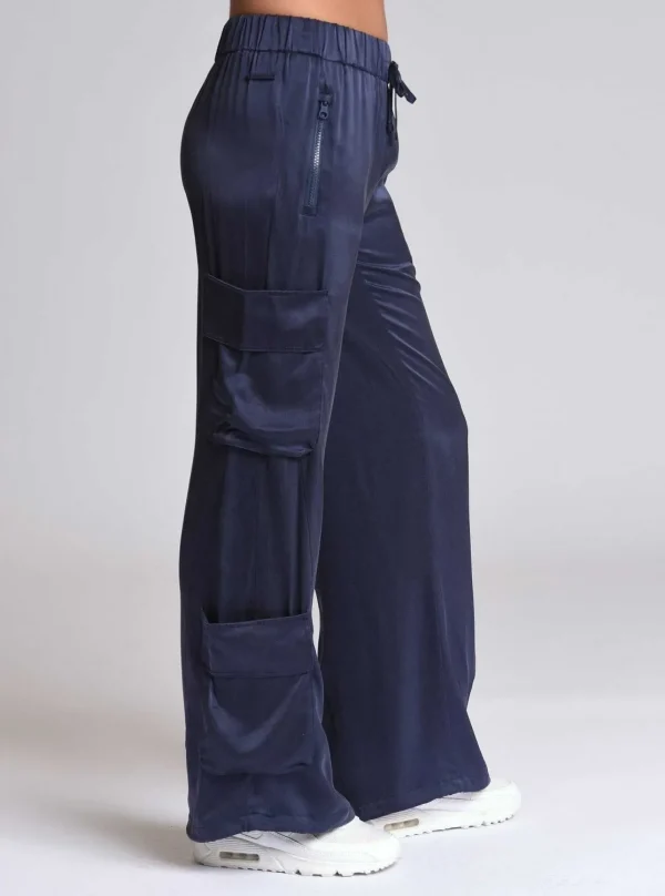 Women Blanc Noir Olive*Chelsea Silk Wide Leg Pant