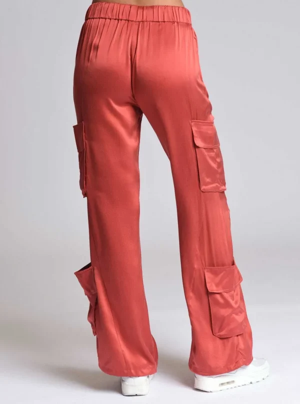 Women Blanc Noir Cranberry*Chelsea Silk Wide Leg Pant