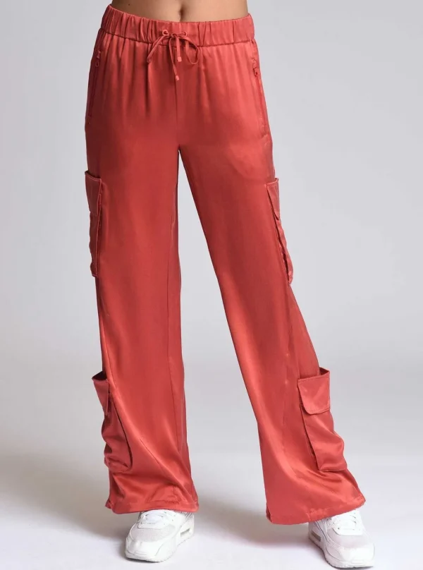 Women Blanc Noir Cranberry*Chelsea Silk Wide Leg Pant