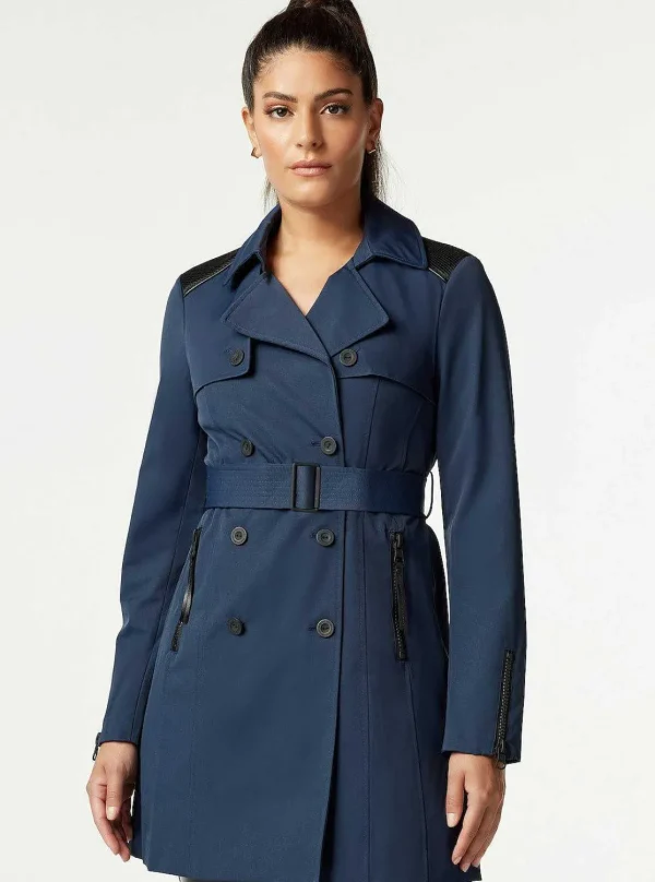 Women Blanc Noir Naval Blue*Collaborator Quilted-Back Trench