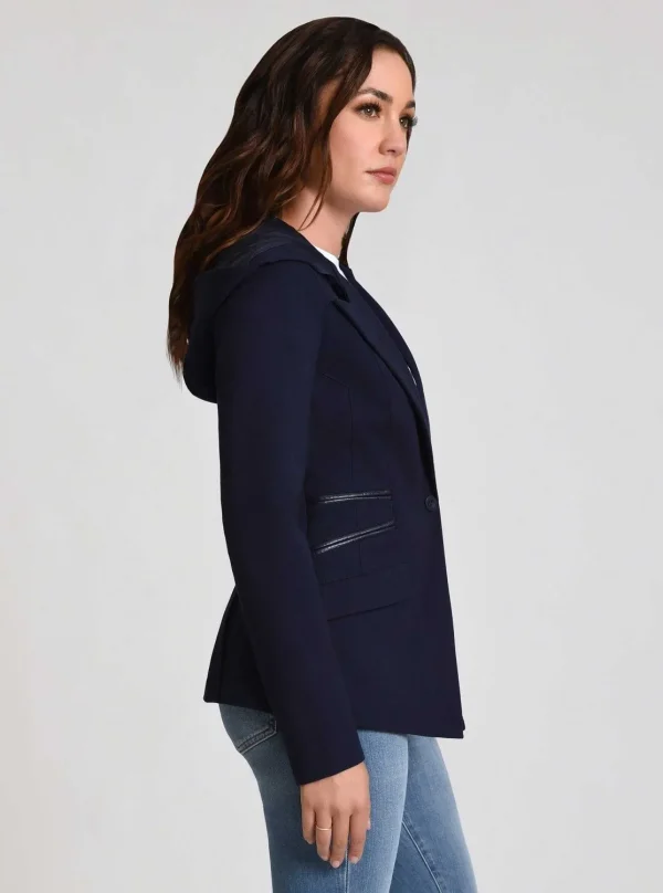 Women Blanc Noir Naval Blue*Gayatri Hooded Blazer