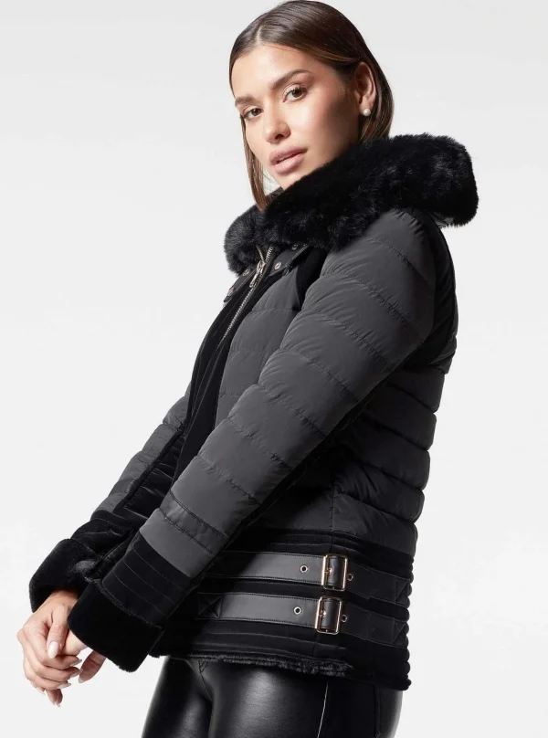 Women Blanc Noir Puffers & Coats*Gold Moto Puffer Jacket - Down Filled