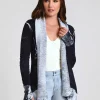 Women Blanc Noir Naval Blue*Huntress Drape Front Cardigan