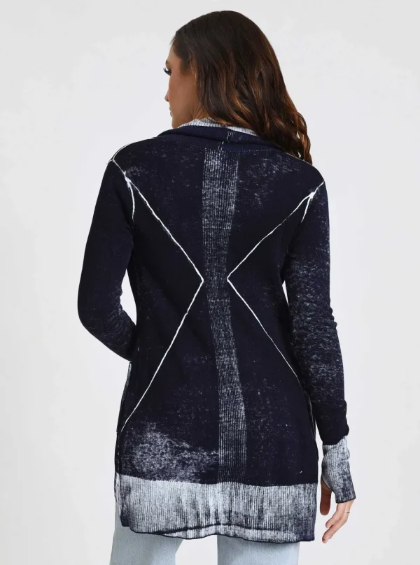 Women Blanc Noir Naval Blue*Huntress Drape Front Cardigan