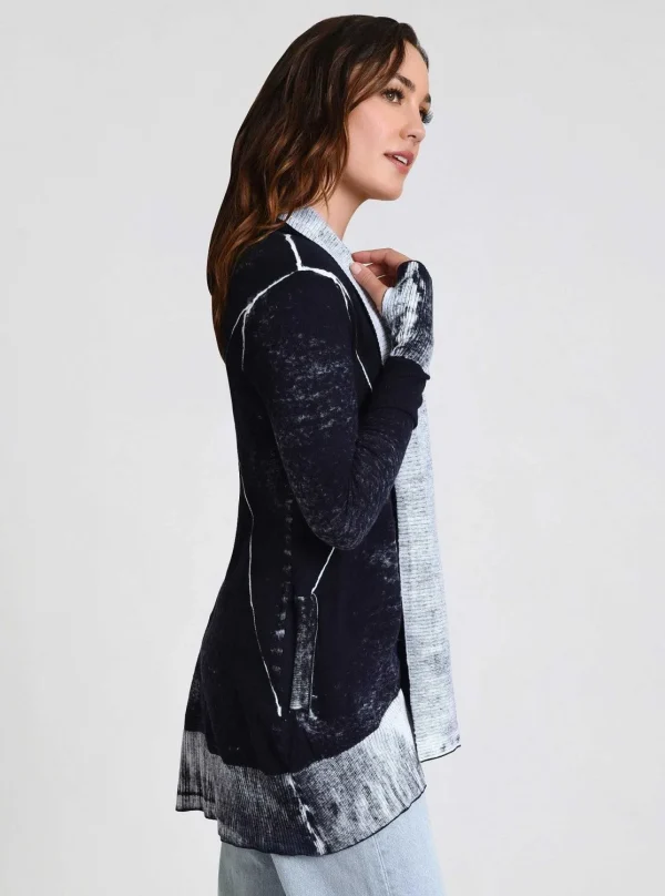 Women Blanc Noir Naval Blue*Huntress Drape Front Cardigan