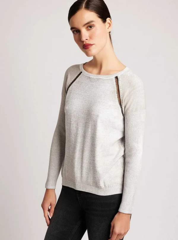 Women Blanc Noir Sweaters*Huntress Mesh Boyfriend Sweater