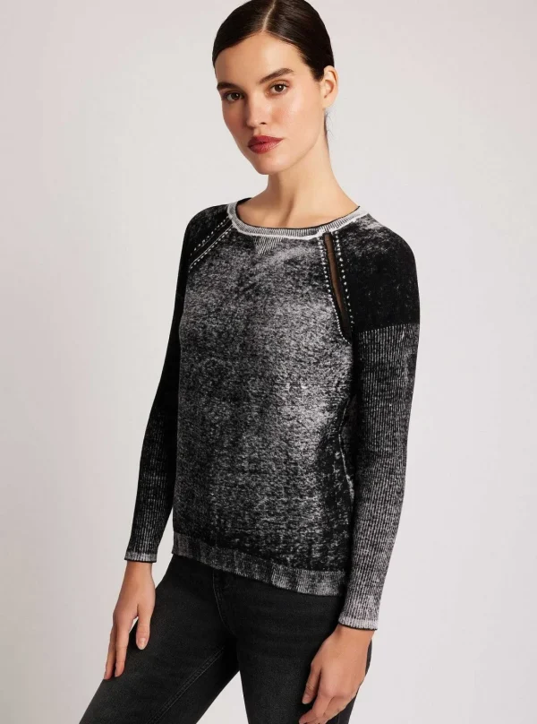 Women Blanc Noir Tops*Huntress Mesh Boyfriend Sweater