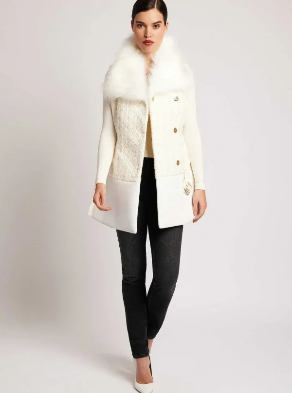 Women Blanc Noir Puffers & Coats*Irina Boucle Long Vest Gold Trim