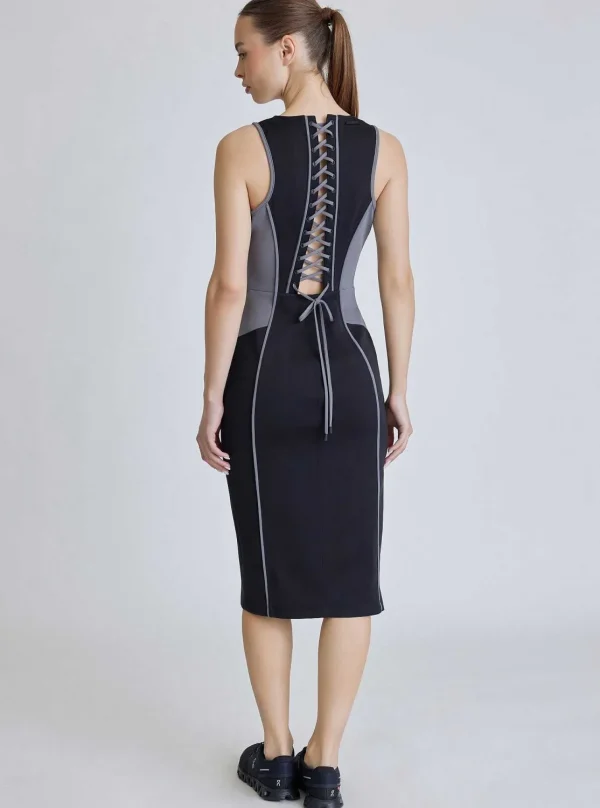 Women Blanc Noir Dresses And Jumpsuits*Lace Back Dress - Black Colorblock