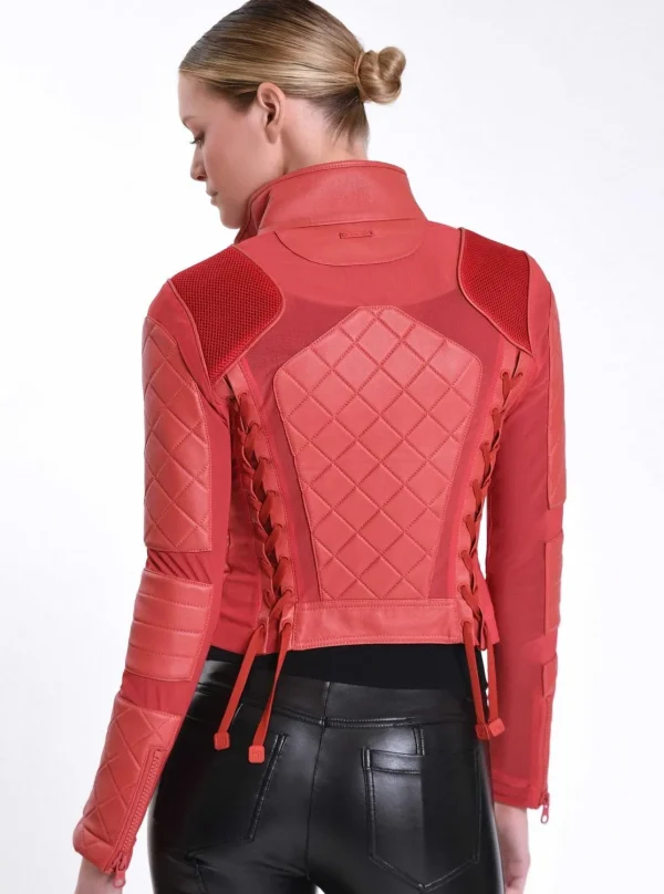 Women Blanc Noir Motos*Leather Moto Mesh Jacket