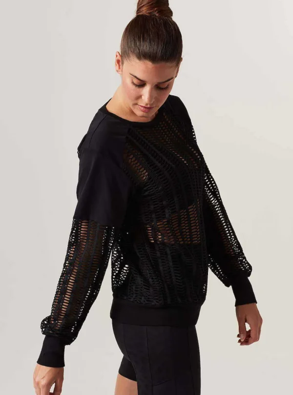 Women Blanc Noir Tops*Linear Mesh Sweatshirt