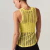 Women Blanc Noir Tops*Linear Mesh Tank Top