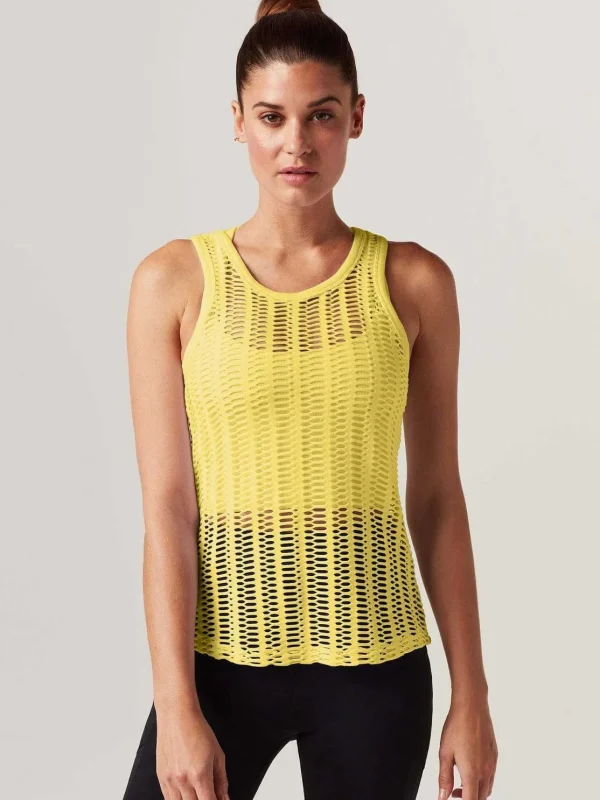 Women Blanc Noir Tops*Linear Mesh Tank Top