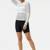 Women Blanc Noir Tops*Linear Mesh Top Long Sleeve