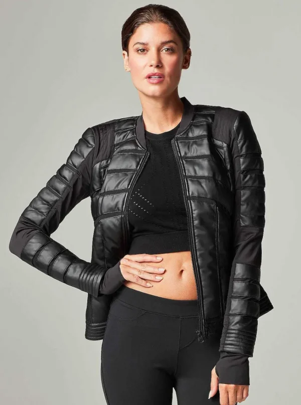 Women Blanc Noir Motos*Mesh Inset Bomber