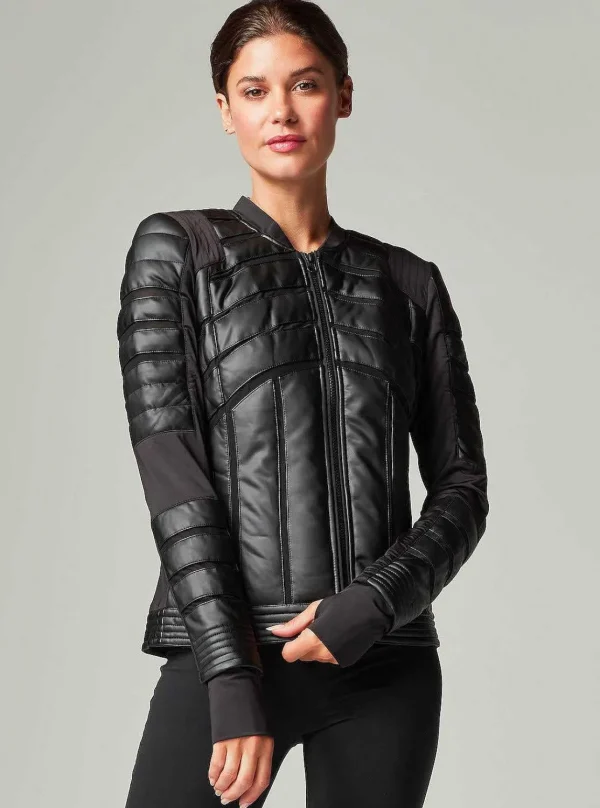 Women Blanc Noir Motos*Mesh Inset Bomber