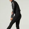 Women Blanc Noir Motos*Mesh Moto Jacket With Black Leather & Gold Trims - Gold Collection