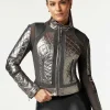 Women Blanc Noir Motos*Metallic Moto Mesh Jacket