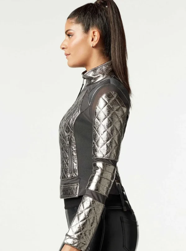 Women Blanc Noir Motos*Metallic Moto Mesh Jacket