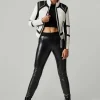 Women Blanc Noir Motos*Moto Jacket Black And White Colorblock