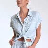 Women Blanc Noir Chambray Blue*Phoenix Tencel Camp Shirt