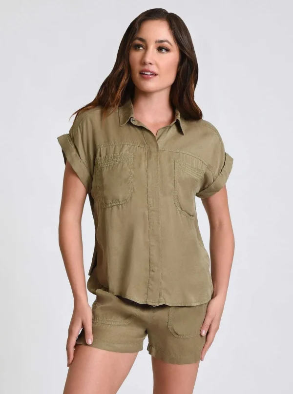 Women Blanc Noir Olive*Phoenix Tencel Camp Shirt