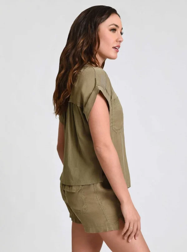 Women Blanc Noir Olive*Phoenix Tencel Camp Shirt