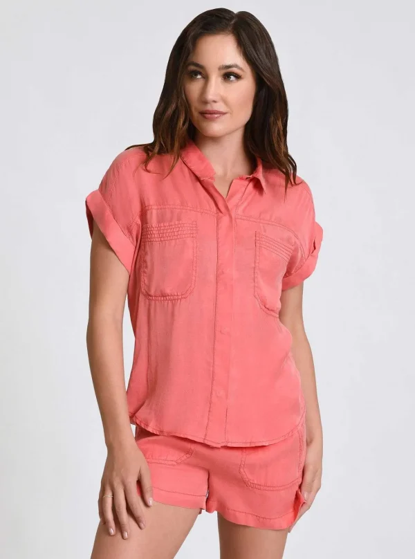 Women Blanc Noir Cranberry*Phoenix Tencel Camp Shirt