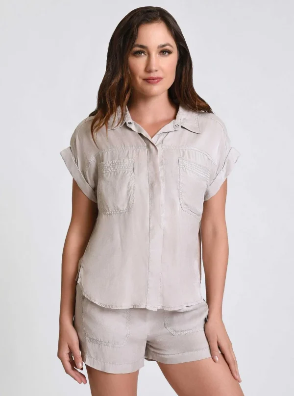 Women Blanc Noir Olive*Phoenix Tencel Camp Shirt