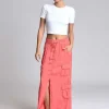 Women Blanc Noir Cranberry*Phoenix Tencel Cargo Skirt