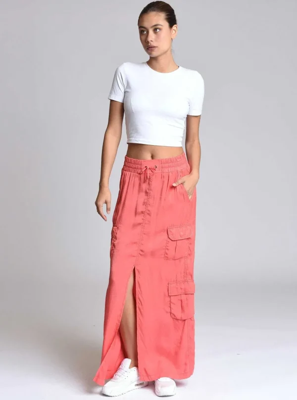 Women Blanc Noir Cranberry*Phoenix Tencel Cargo Skirt