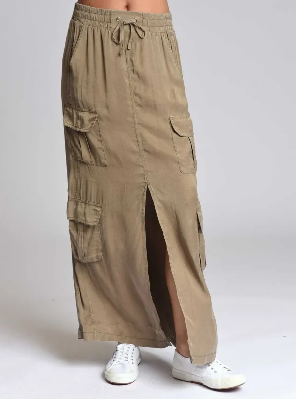 Women Blanc Noir Cranberry*Phoenix Tencel Cargo Skirt