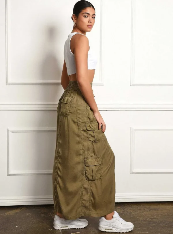 Women Blanc Noir Cranberry*Phoenix Tencel Cargo Skirt