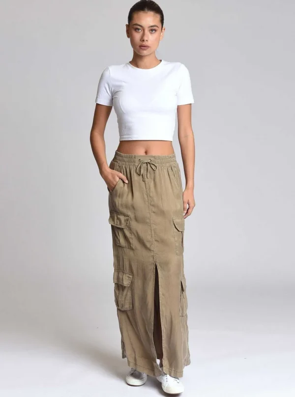 Women Blanc Noir Olive*Phoenix Tencel Cargo Skirt