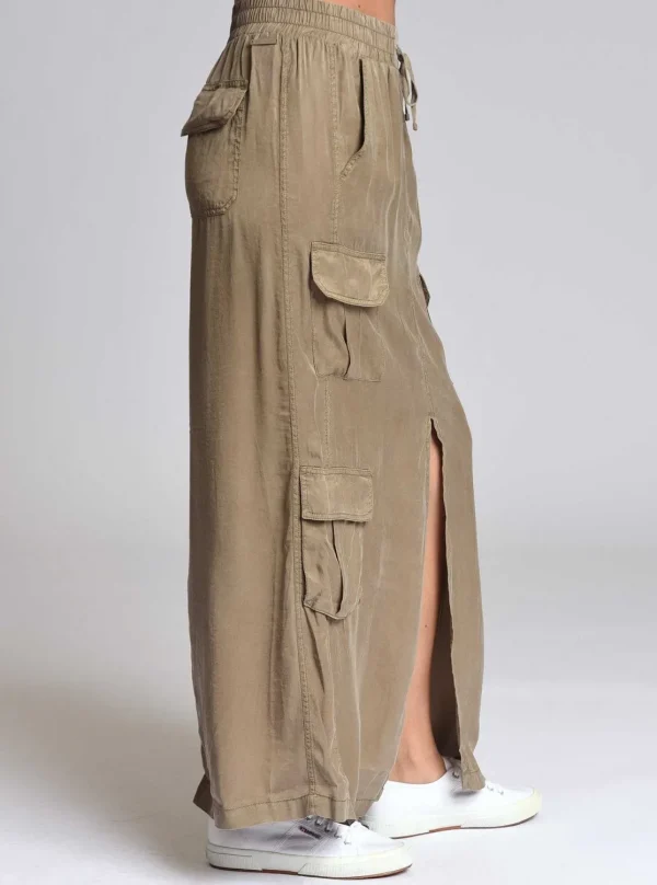 Women Blanc Noir Olive*Phoenix Tencel Cargo Skirt