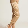 Women Blanc Noir Bottoms*Silk Jogger Gold Trims