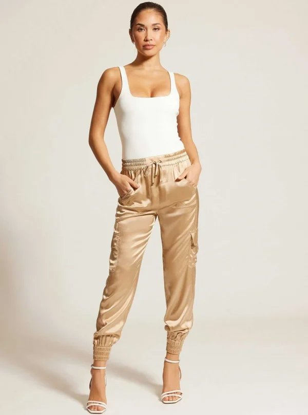 Women Blanc Noir Bottoms*Silk Jogger Gold Trims