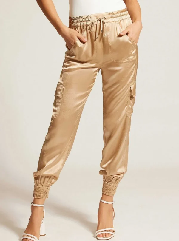 Women Blanc Noir Bottoms*Silk Jogger Gold Trims