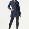 Women Blanc Noir Naval Blue*Socialite Quilted-Back Zip Front Trench