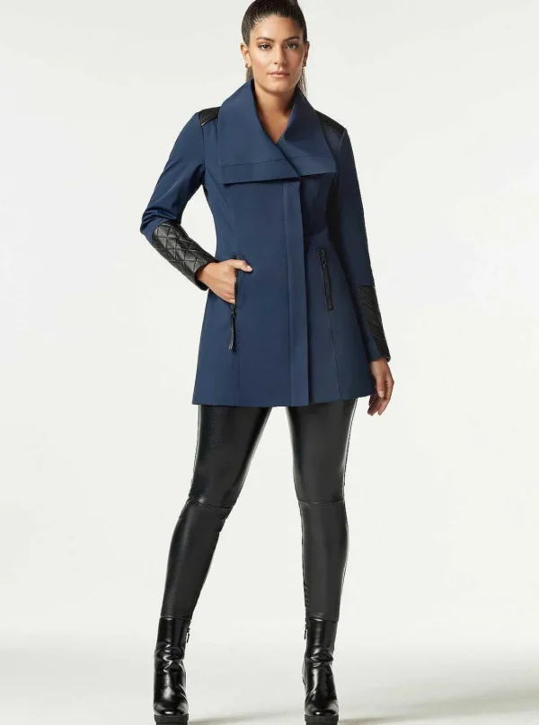 Women Blanc Noir Naval Blue*Socialite Quilted-Back Zip Front Trench