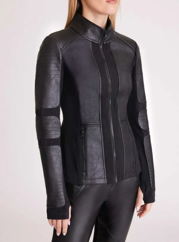 Women Blanc Noir Motos*Zip Front Moto Jacket